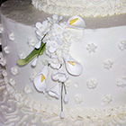 This cake photo features two layers of custom designed cake from Northern Delights.
